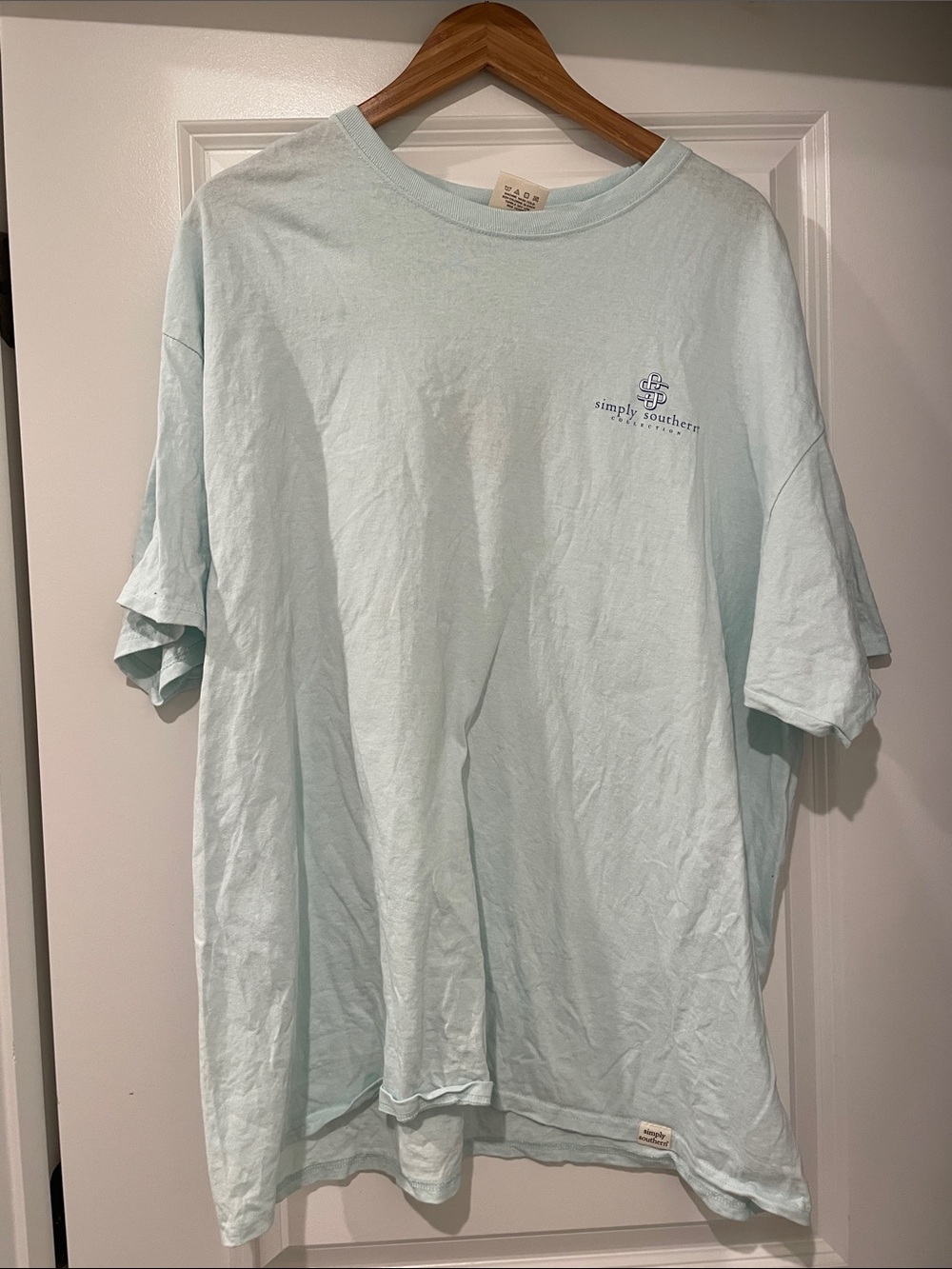 Simply Southern Short Sleeve Tee in Pale Blue life if full of choices donuts xxl